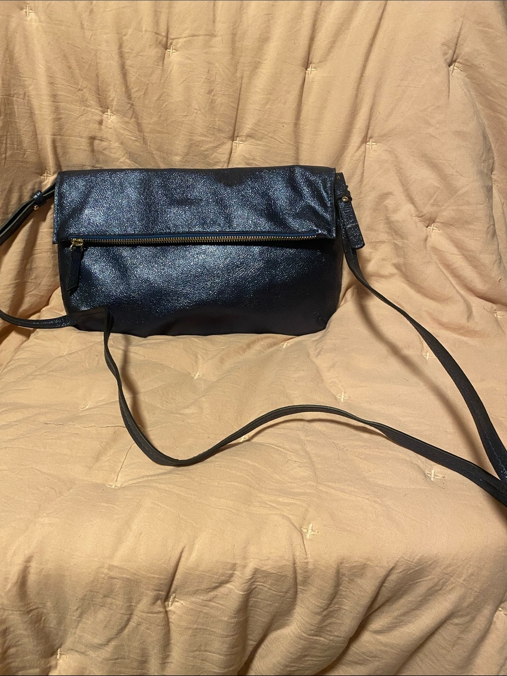 a new day Metallic Black Fold-Over Crossbody Bag